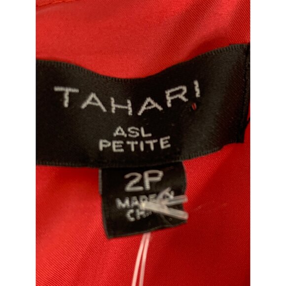 Tahari 2P Cold Shoulder Chiffon Floral Dress Ruffle High Low RDD10669 NWT - Picture 3 of 11